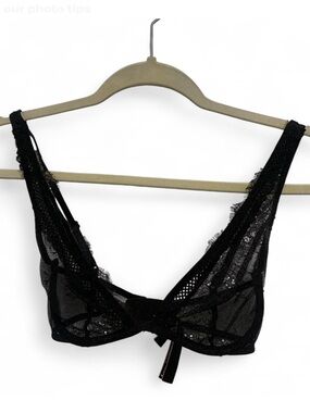Victoria’s Secret Unlined Plunge Black Mesh Bra